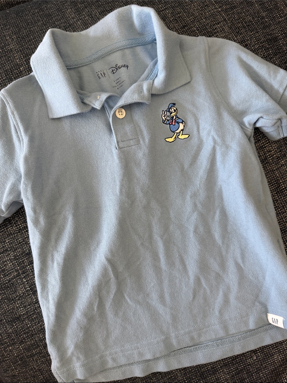 GAP Light Blue Polo with Donald Duck Embroidery